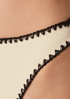 Bas de maillot brésilien taille haute Bicolor Embroidery