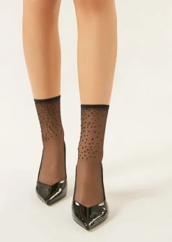 Chaussettes Courtes Voile à Strass