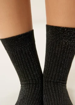 Chaussettes côtelées glitter