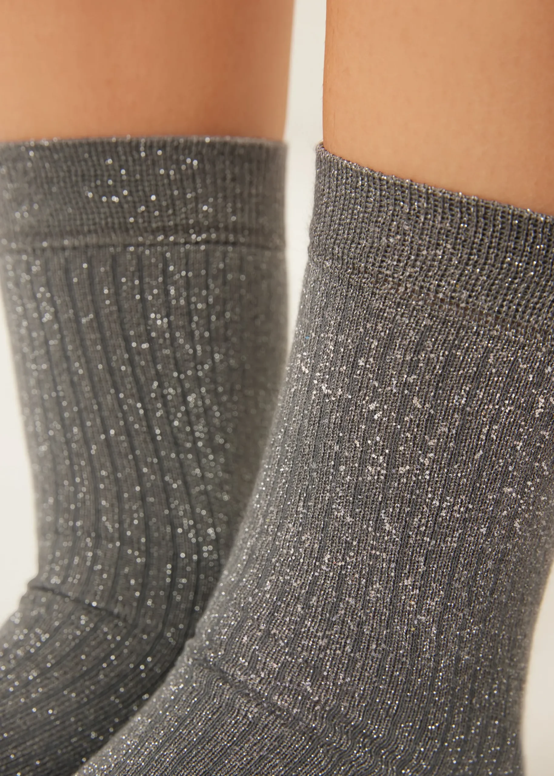 Chaussettes côtelées glitter