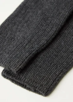 Chaussettes hautes côtelées en laine avec cachemire