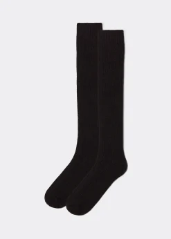 Chaussettes longues côtelées avec laine et cachemire pour homme