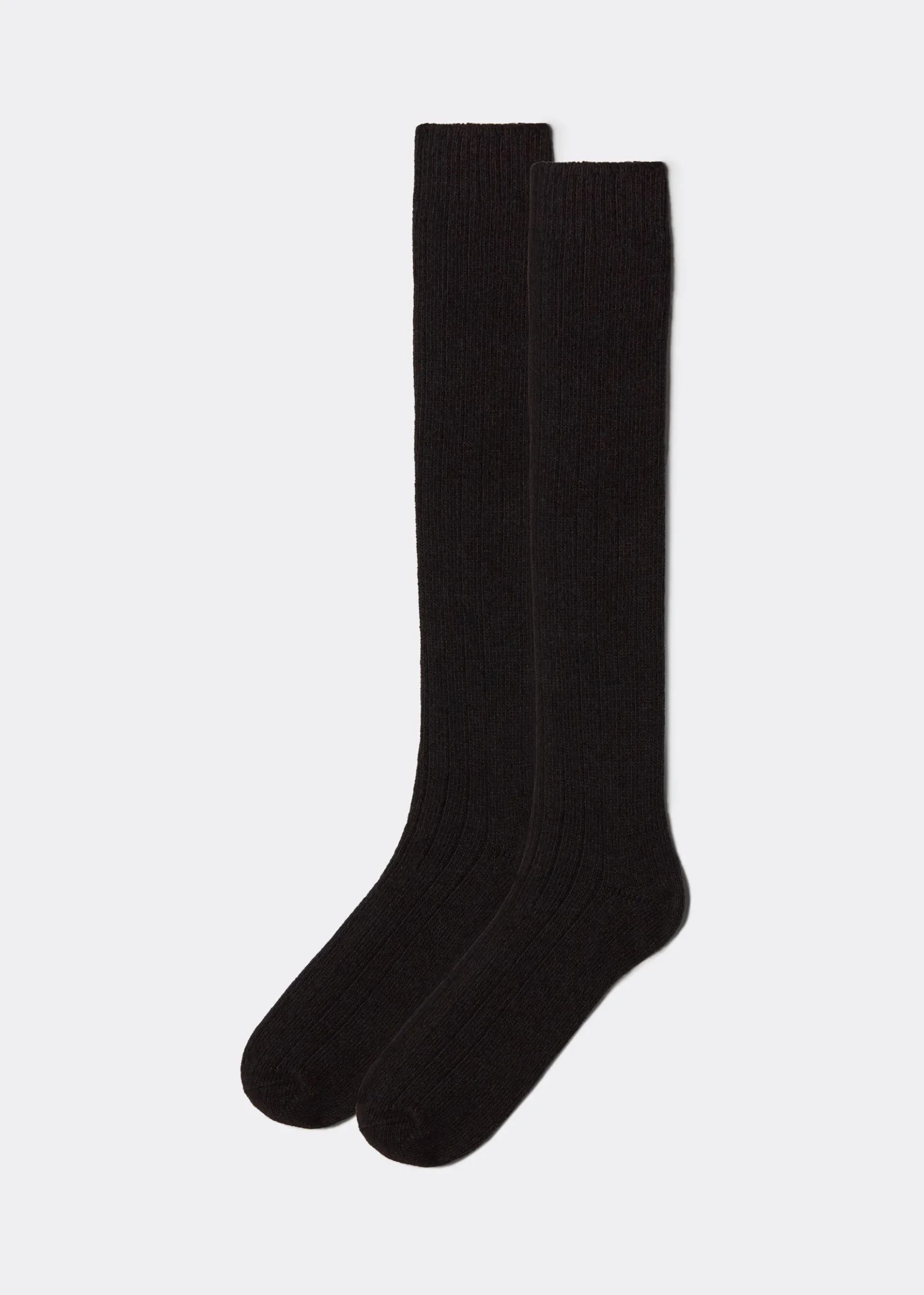 Chaussettes longues côtelées avec laine et cachemire pour homme