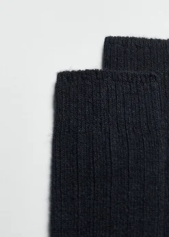 Chaussettes longues côtelées avec laine et cachemire pour homme