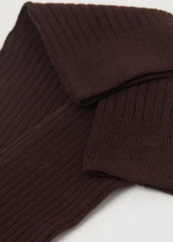 Chaussettes longues en cachemire côtelées