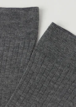Chaussettes longues en cachemire côtelées