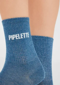 Chaussettes à paillettes avec inscription