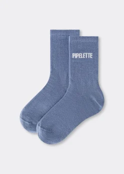 Chaussettes à paillettes avec inscription