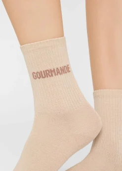 Chaussettes à paillettes avec inscription