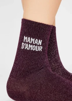 Chaussettes à paillettes avec inscription