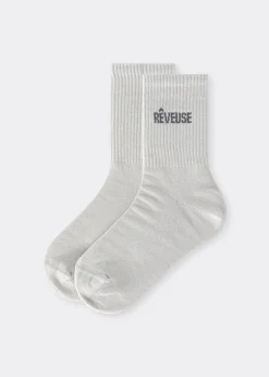 Chaussettes à paillettes avec inscription