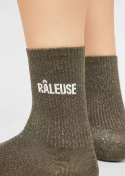 Chaussettes à paillettes avec inscription