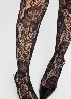 Collant en résille fleurie