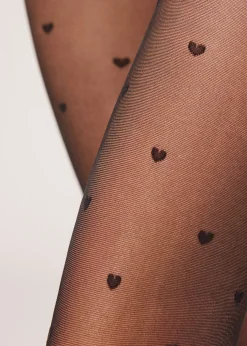 Collant Transparent 30 Deniers à motifs Petits Coeurs