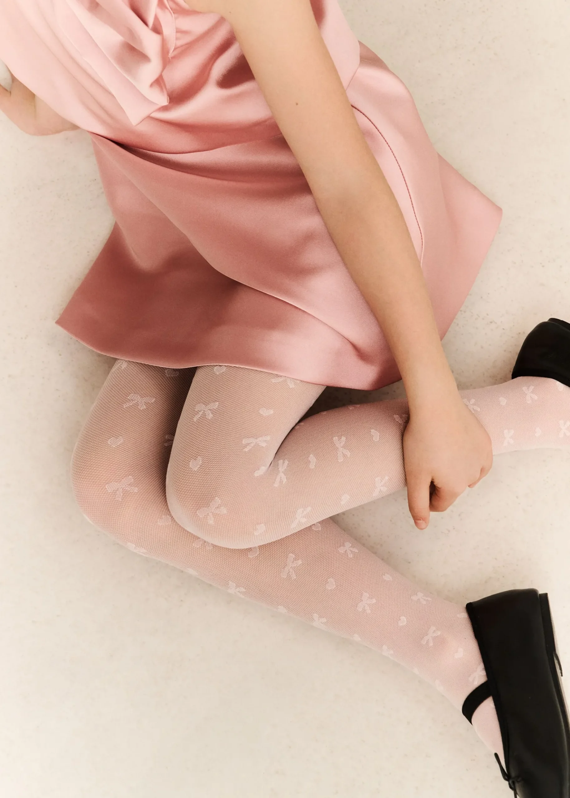 Collant voile à nœuds pour fille