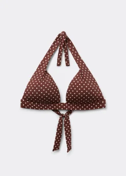 Haut de maillot triangle rembourré Polka Dot Brown