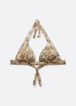 Haut de Maillot Triangle Rembourré Feuillage Tropical